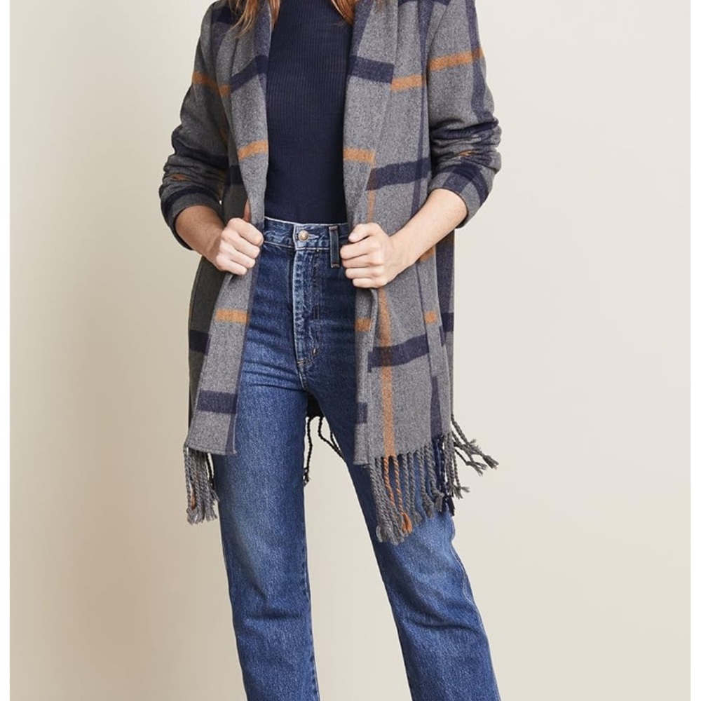 BB Dakota Women's Plaid Fringe Coat - Picture 3 of 8